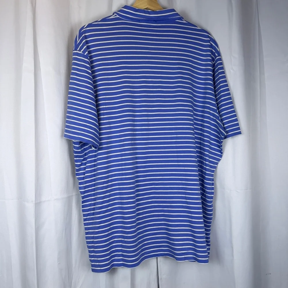 Polo Ralph Lauren Mens XL Blue White Striped Classic Fit Cotton Polo Shirt